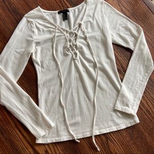 Forever 21 Lace Up Long Sleeved Top - Size…